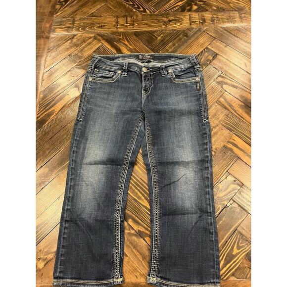 Silver Jeans Co. Denim - Silver Jeans Aiko Capri Women 33 Thick Stitch Y2K 90s Western Cowgirl Fringe